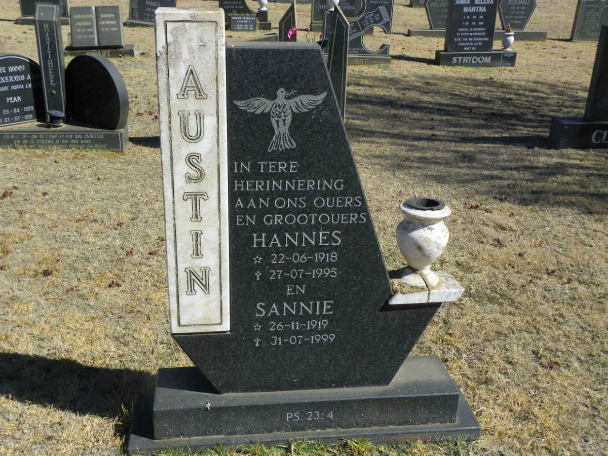AUSTIN Hannes 1918-1995 &amp; Sannie 1919-1999
