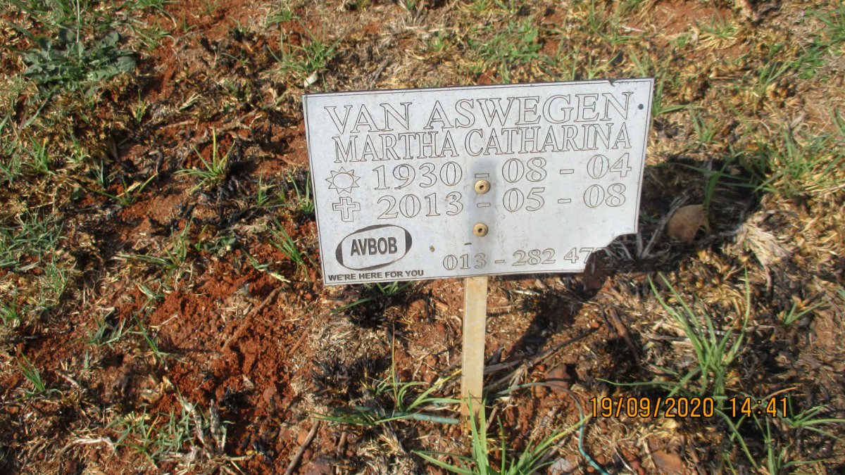ASWEGEN Martha Catharina, van 1930-2013