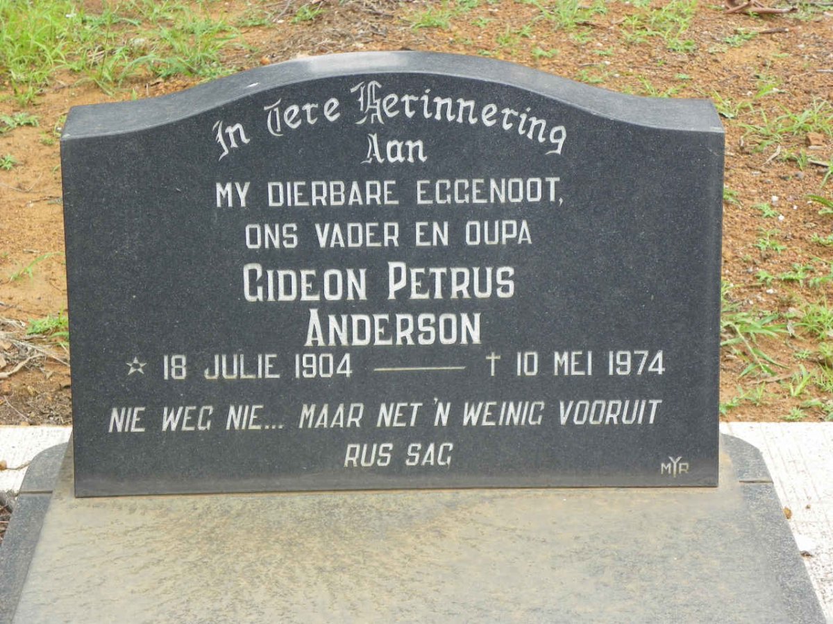 ANDERSON Gideon Petrus 1904-1974