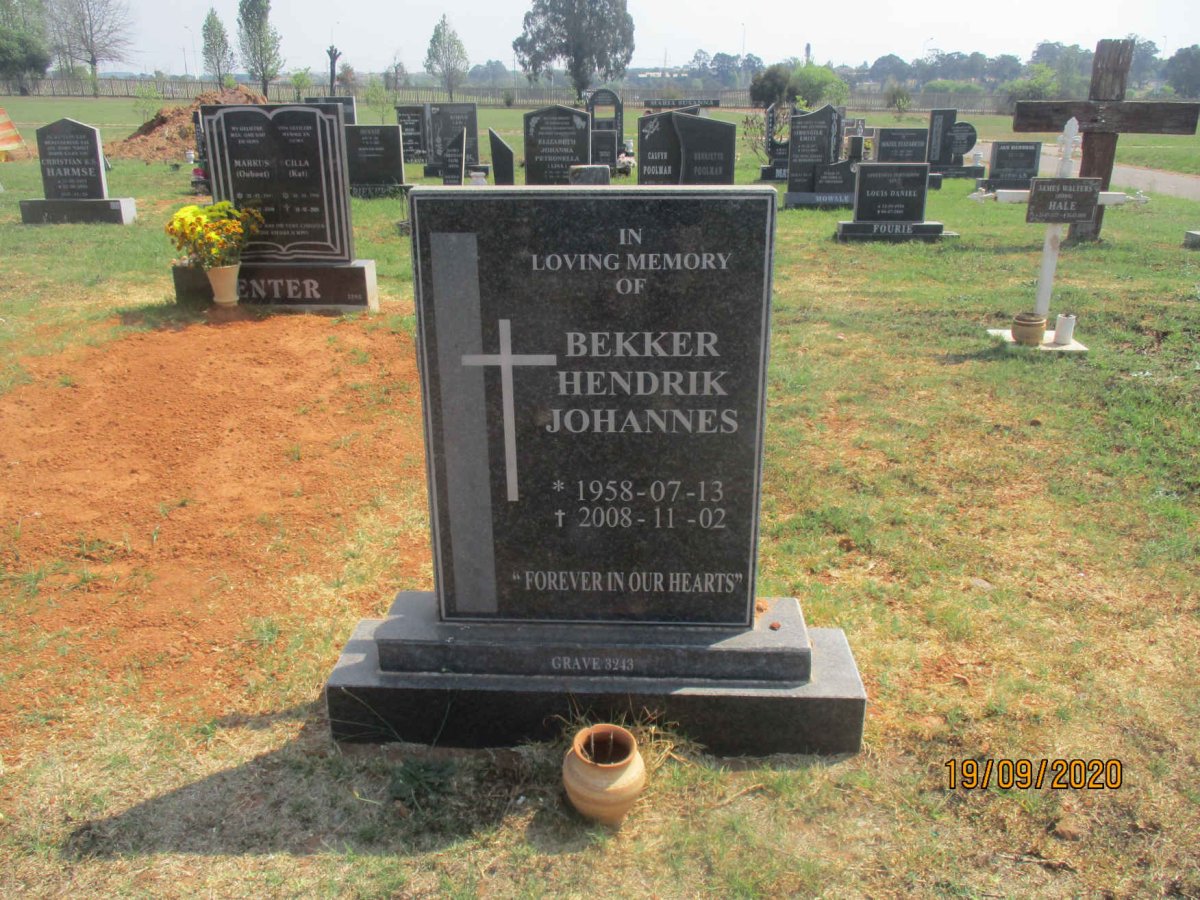 BEKKER Hendrik Johannes 1958-2008