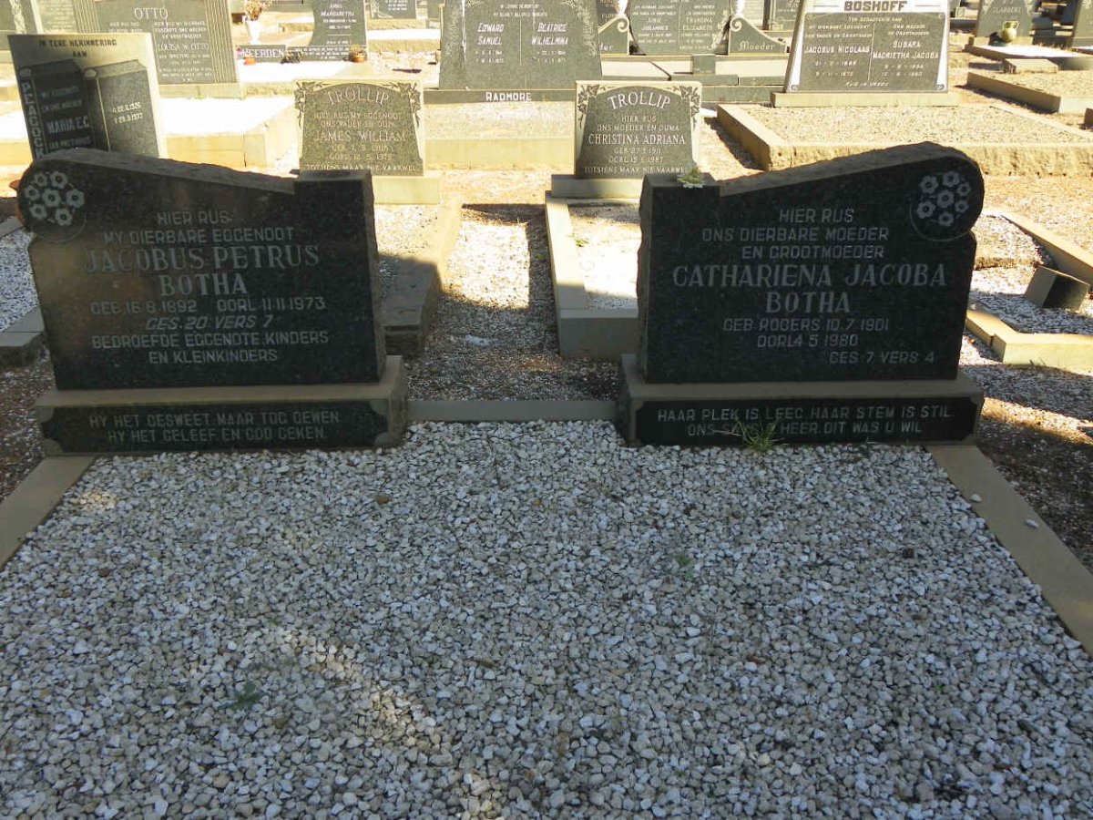 BOTHA Jacobus Petrus 1892-1973 &amp; Cathariena Jacoba ROGERS 1901-1980