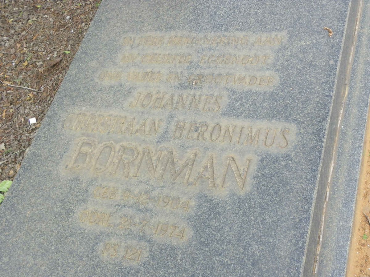 BORNMAN Johannes Christiaan Heronimus 1904-1974
