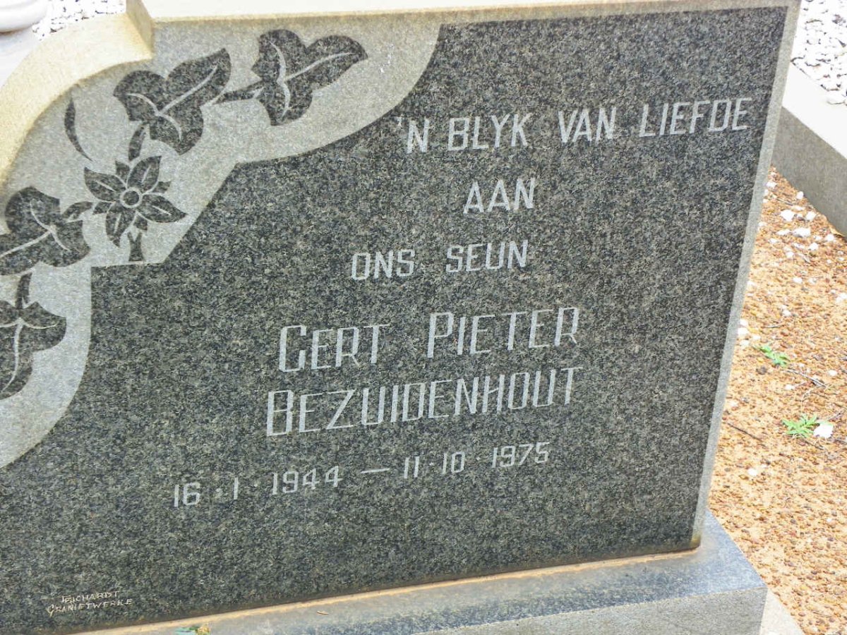 BEZUIDENHOUT Gert Pieter 1944-1975