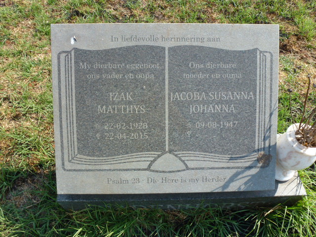 BADENHORST Izak Matthys 1928-2015 &amp; Jacoba Susanna Johanna 1947-
