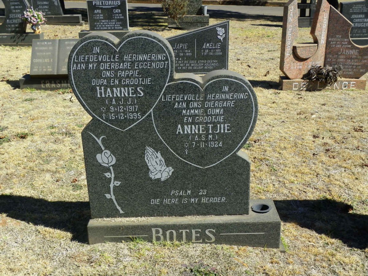 BOTES A.J.J. 1917-1995 &amp; A.S.M. 1924-