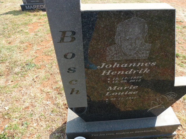 BOSCH Johannes Hendrik 1938-2013 &amp; Marie Louise 1943-