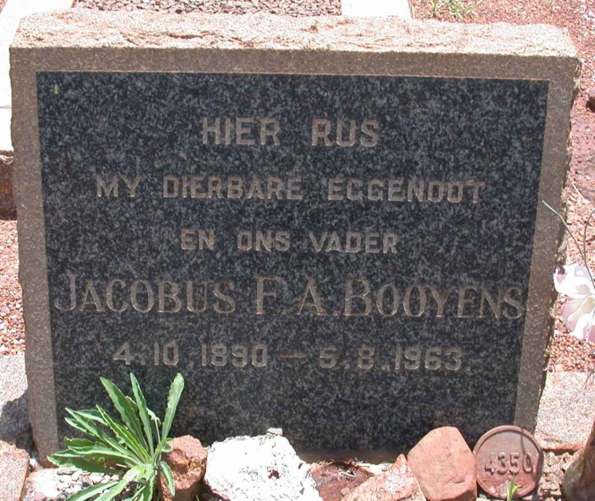 BOOYENS Jacobus F.A. 1890-1963
