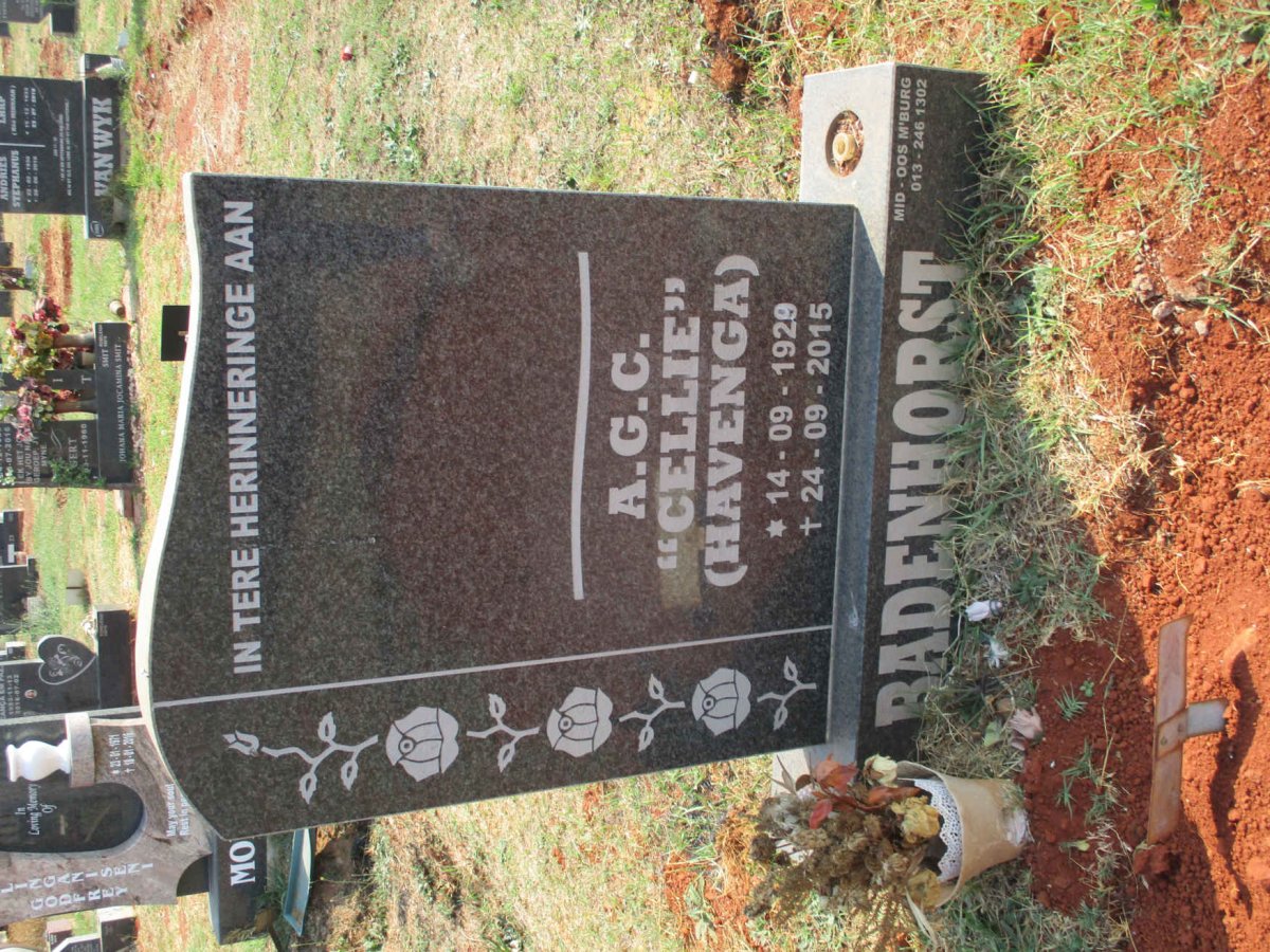 BADENHORST A.G.C. nee HAVENGA 1929-2015