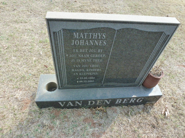 BERG Matthys Johannes, van den 1954-2003