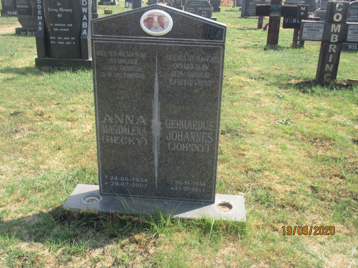 BOTHA Gerhardus Johannes 1934-2014 &amp; Anna Magdalena 1934-2007