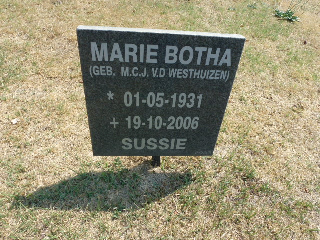 BOTHA M.C.J. nee V.D. WESTHUIZEN 1931-2006