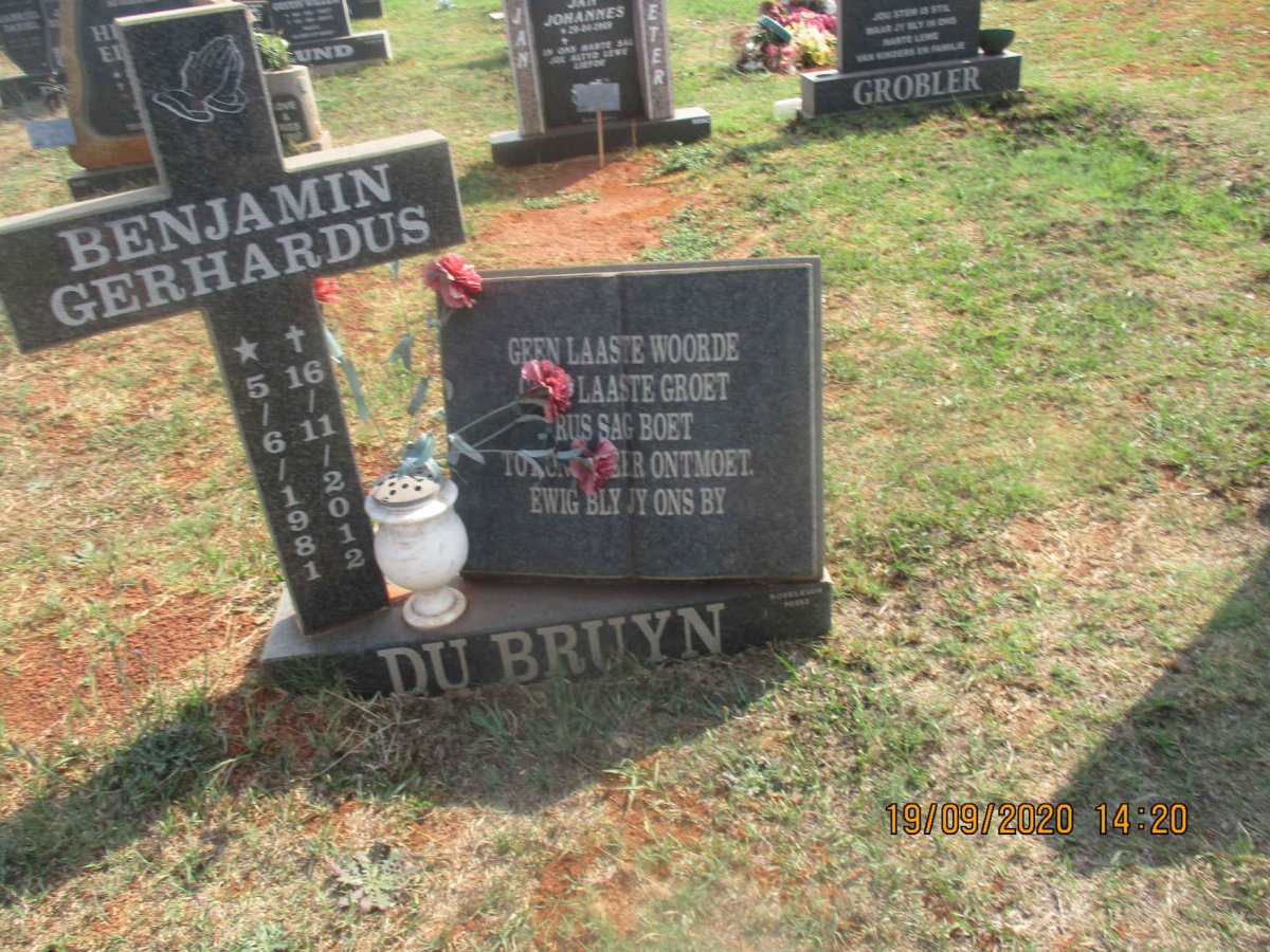 BRUYN Benjamin Gerhardus, du 1981-2012