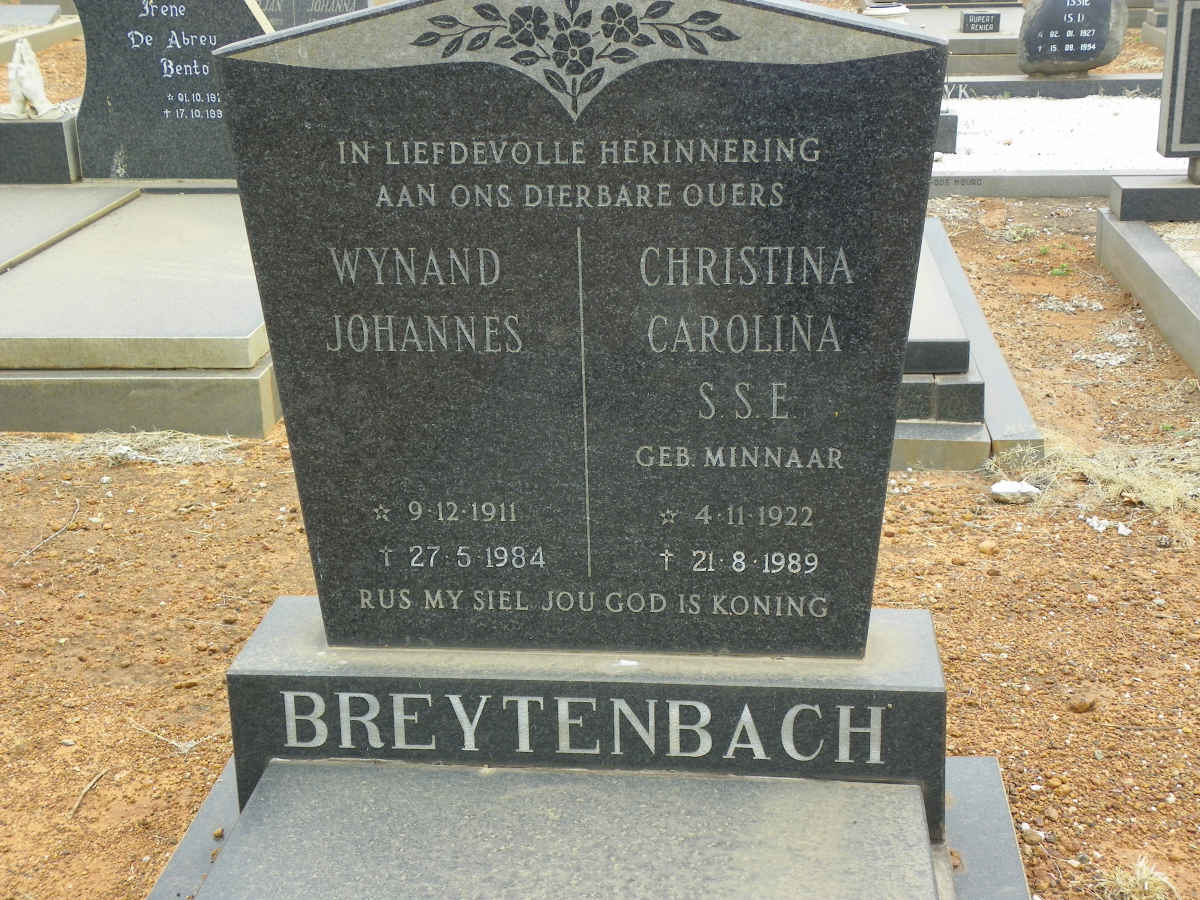 BREYTENBACH Wynand Johannes 1911-1984 &amp; Christina Carolina S.S.E. MINNAAR 1922-1989