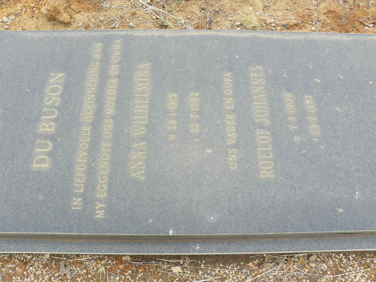 BUSON Roelof Johannes, du 1909-1983 &amp; Anna Wilhelmina 1915-1982