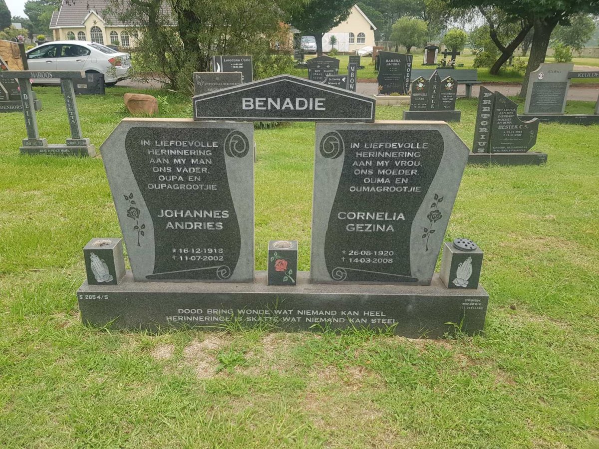 BENADIE Johannes Andries 1918-2002 &amp; Cornelia Gezina 1920-2008