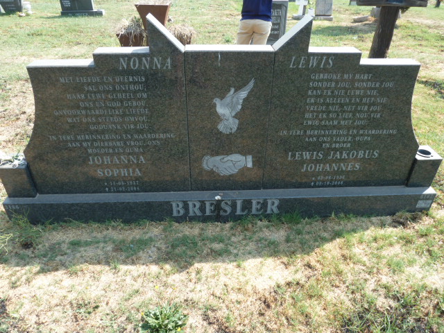 BRESLER Lewis Jakobus Johannes 1936–2008 &amp; Johanna Sophia 1937–2008 #1