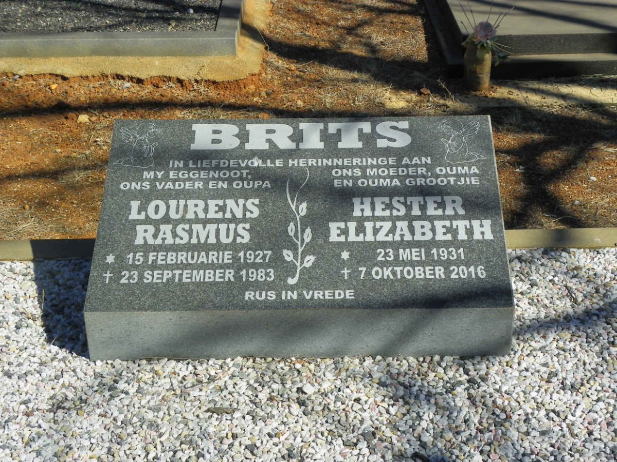 BRITS Lourens Rasmus 1927-1983 &amp; Hester Elizabeth 1931-2016