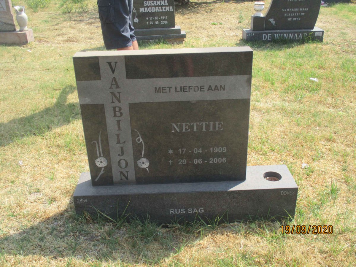 BILJON Nettie, van 1909-2006