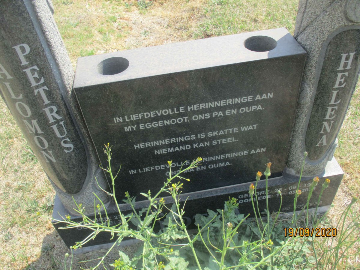 BOTHA Salomon Petrus 193?-2005 &amp; Helena 19??-20?9