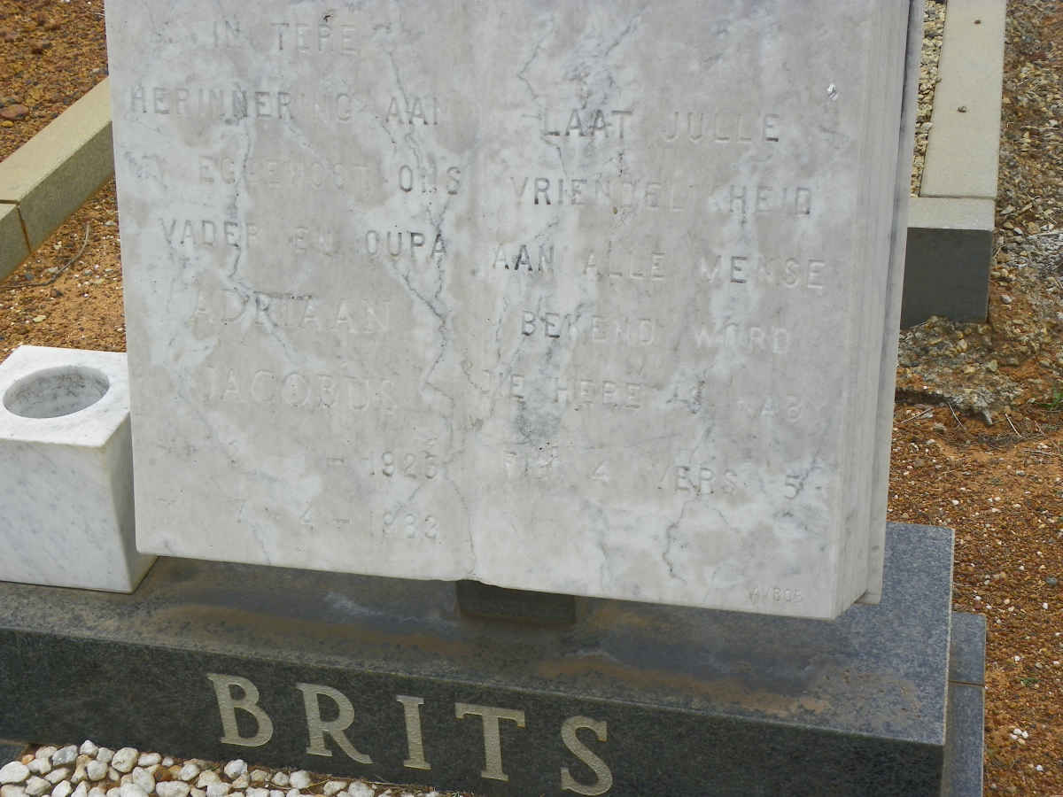 BRITS Adriaan Jacobus 1925-1983