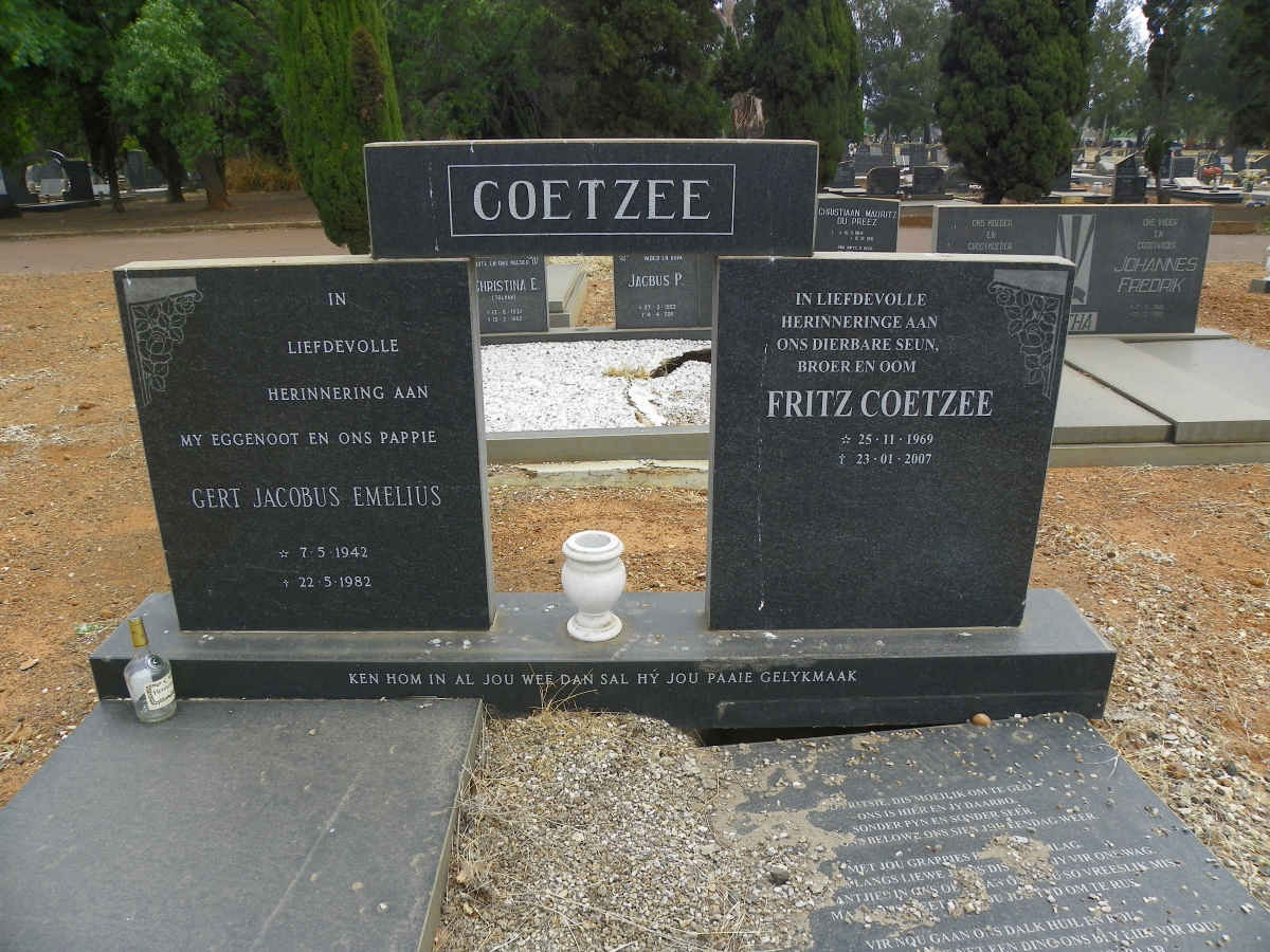 COETZEE Gert Jacobus Emelius 1942-1982 :: COETZEE Fritz 1969-2007