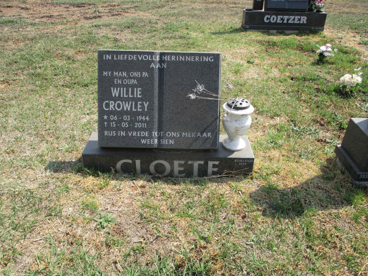 CLOETE Willie Crowley 1944-2011