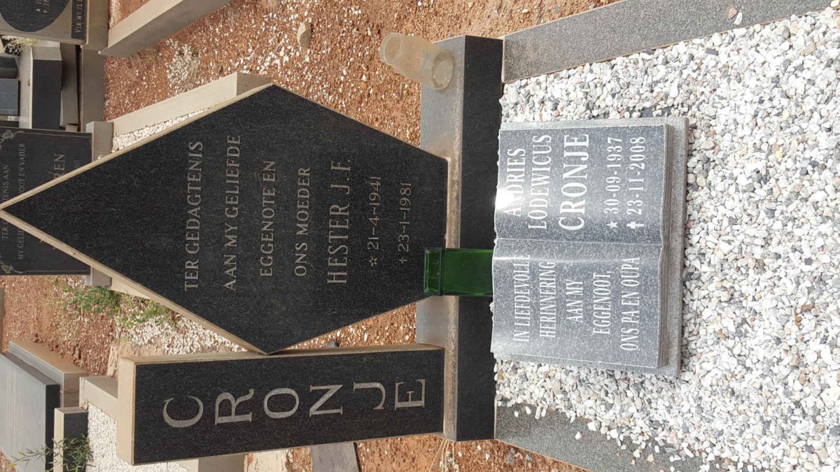 CRONJE Andries Lodewicus 1937-2008 &amp; Hester J.F. 1941-1981