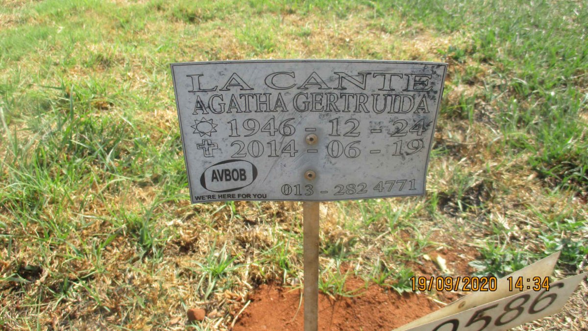 CANTE Agatha Gertruida, la 1946-2014