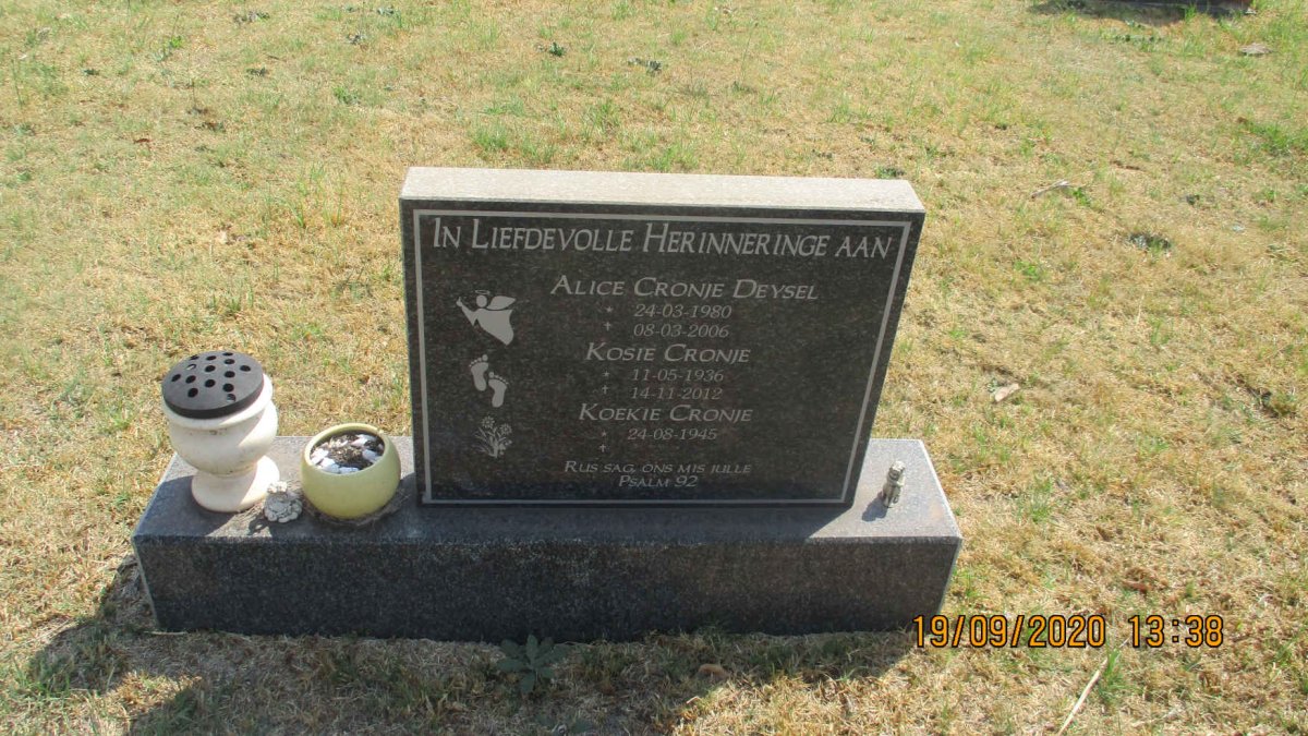 CRONJE Kosie 1936-2012 &amp; Koekie 1945-