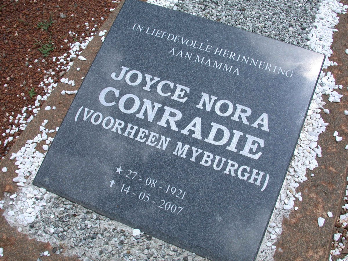 CONRADIE Joyce Nora, formerly MYBURGH 1921-2007