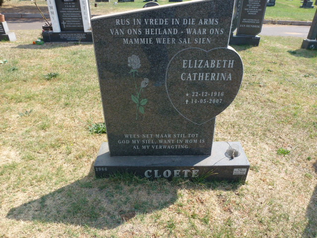CLOETE Elizabeth Catherina 1916-2007