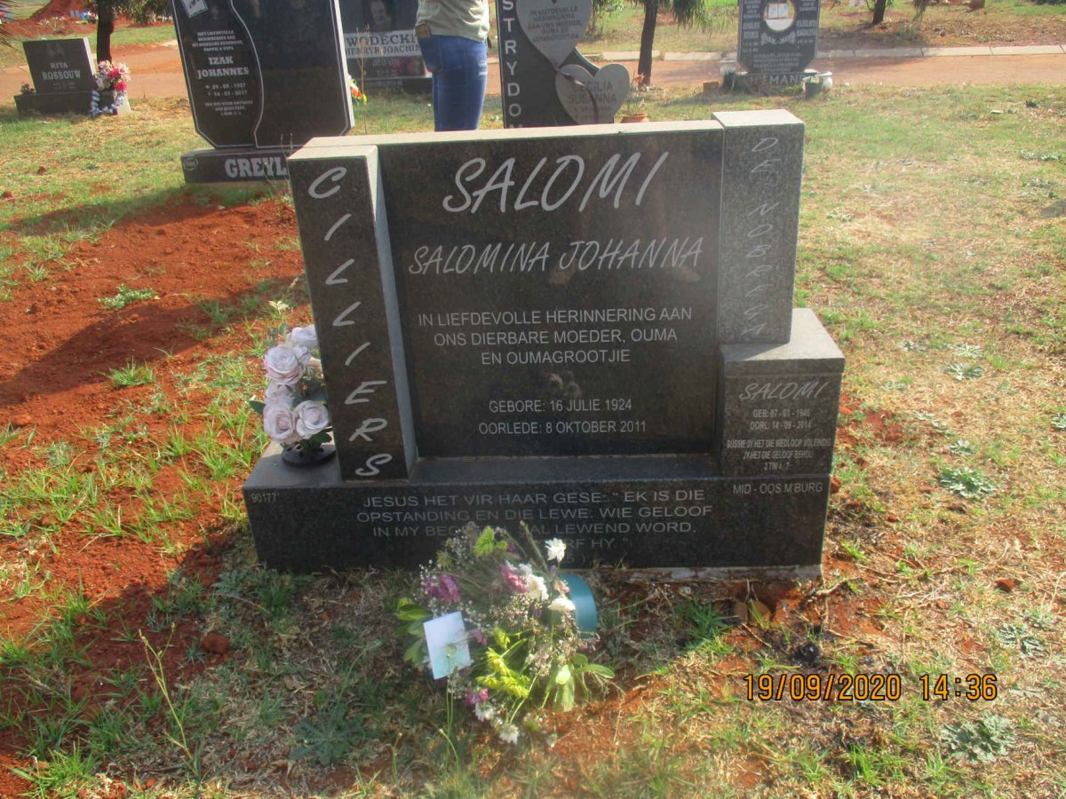 CILLIERS Salomina Johanna 1924-2011 :: DE NOBREGA Salomi 1946-2014