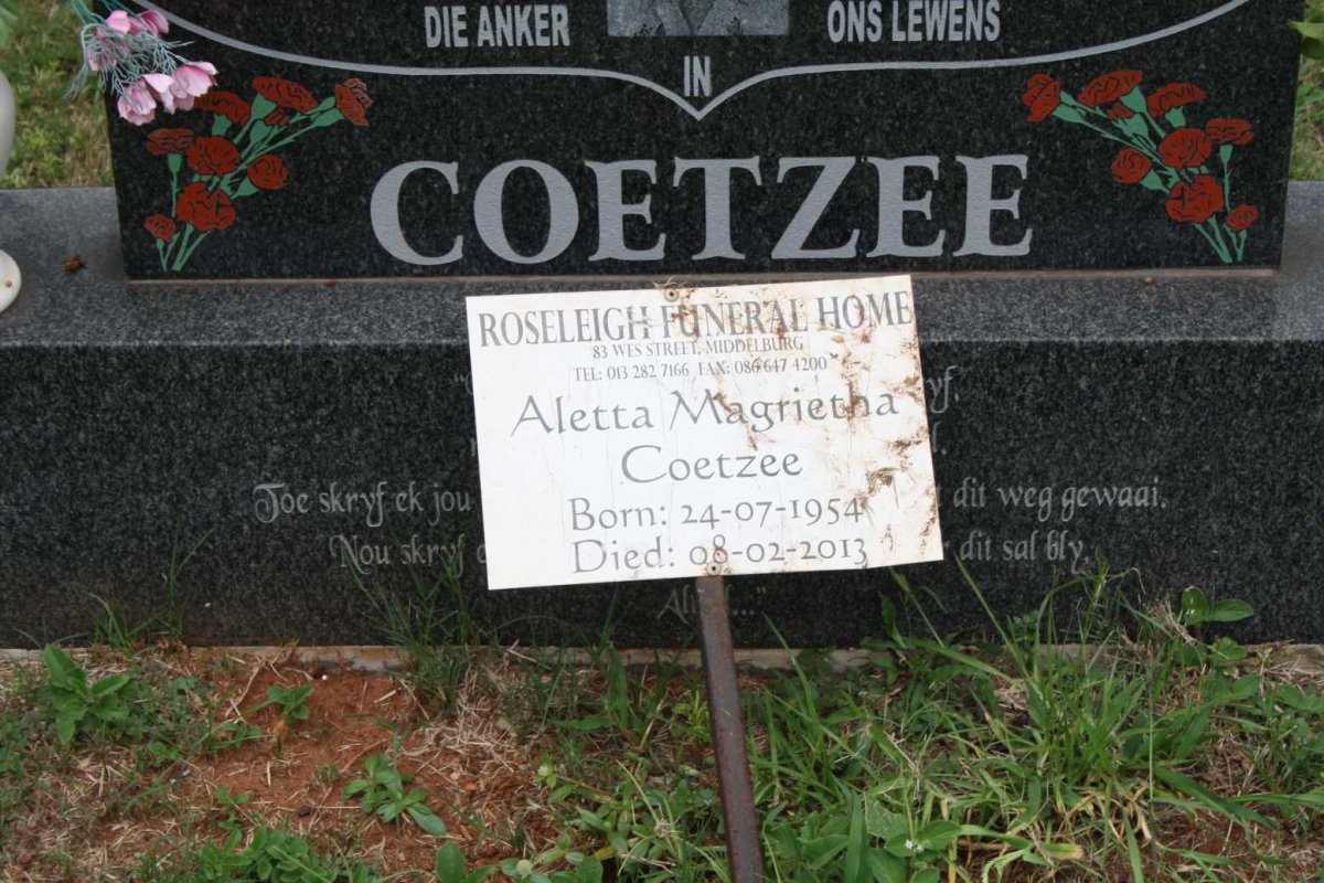 COETZEE Aletta Magrietha 1954-2013 #2