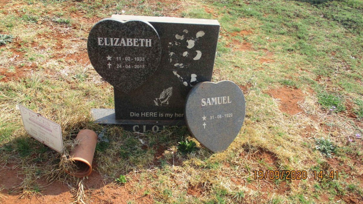 CLOETE Samuel 1929- &amp; Elizabeth Johanna Maria 1933-2018