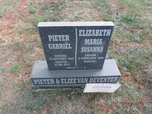 DEVENTER Pieter Gabriel, van 1944-2015 &amp; Elizabeth Maria Susanna 1949-
