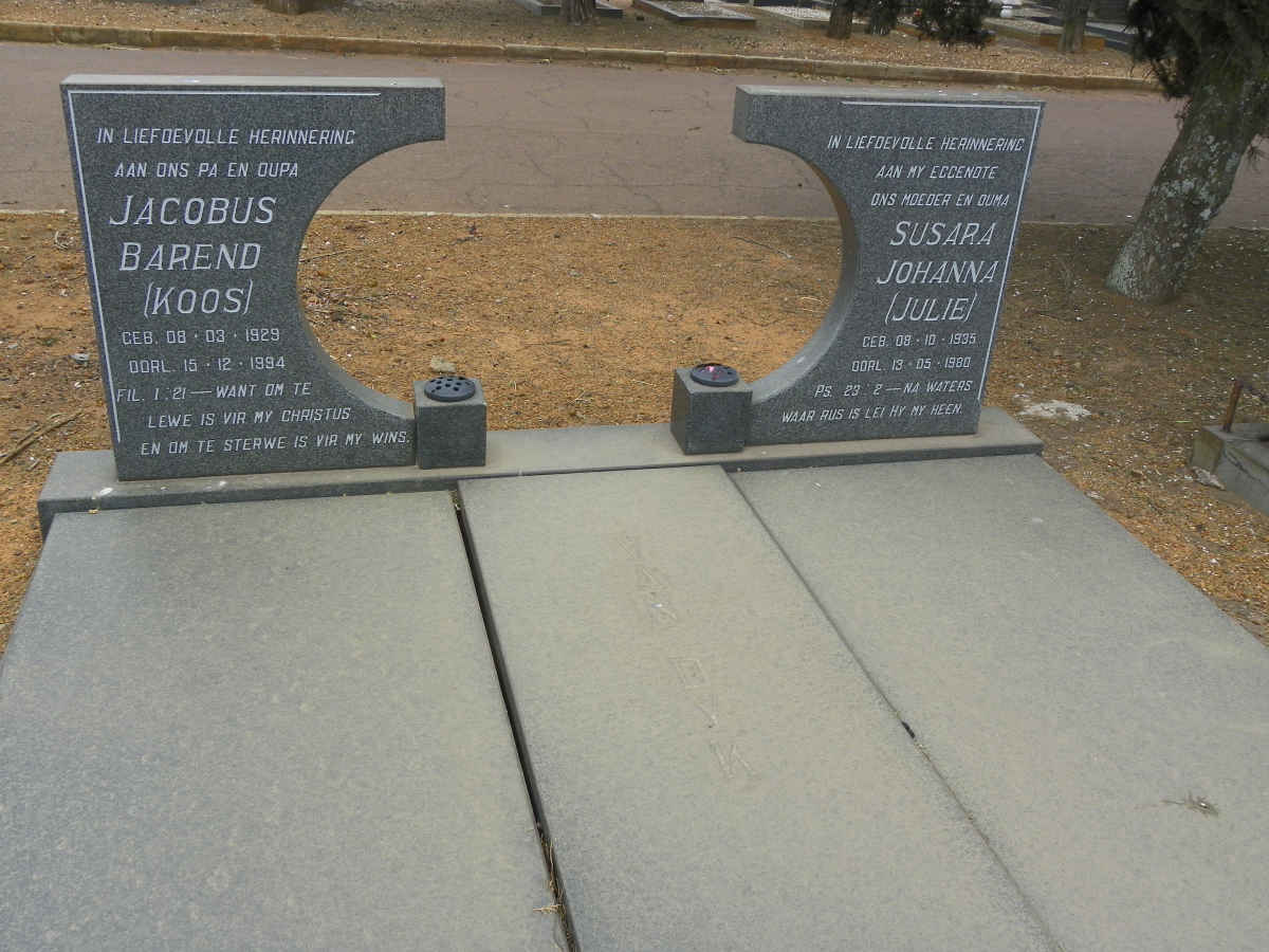 DYK Jacobus Barend, van 1929–1994 &amp; Susara Johanna 1935–1980 #1