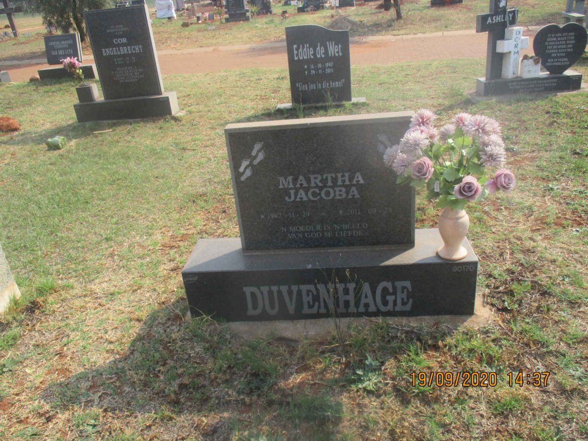 DUVENHAGE Martha Jacoba 1947-2011