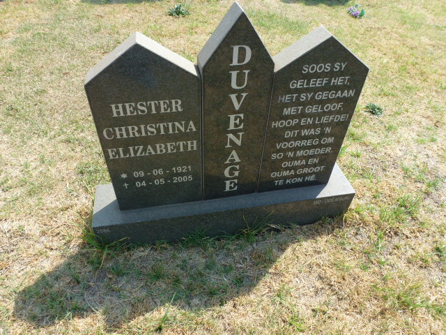 DUVENAGE Hester Christina Elizabeth 1921-2005