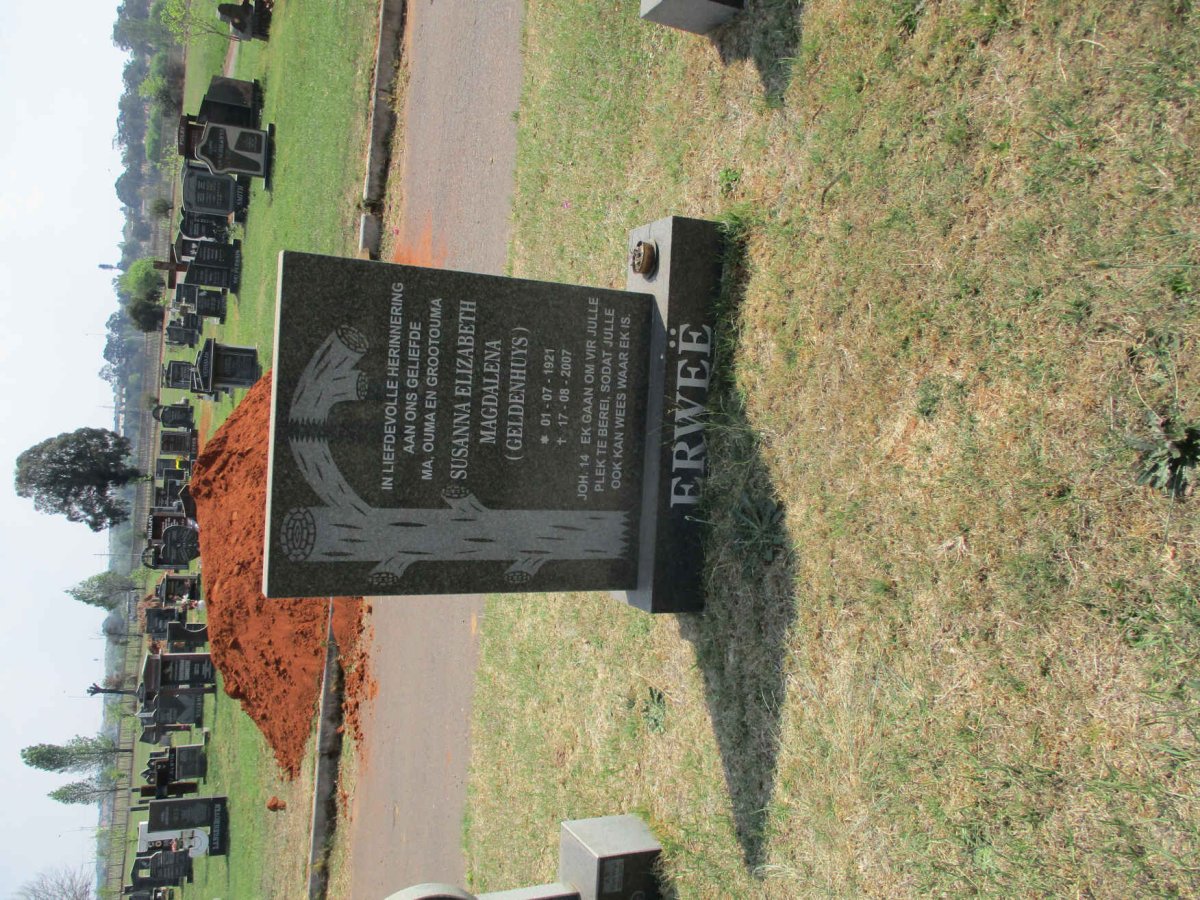 ERWEE Susanna Elizabeth Magdalena nee GELDENHUYS 1921-2007