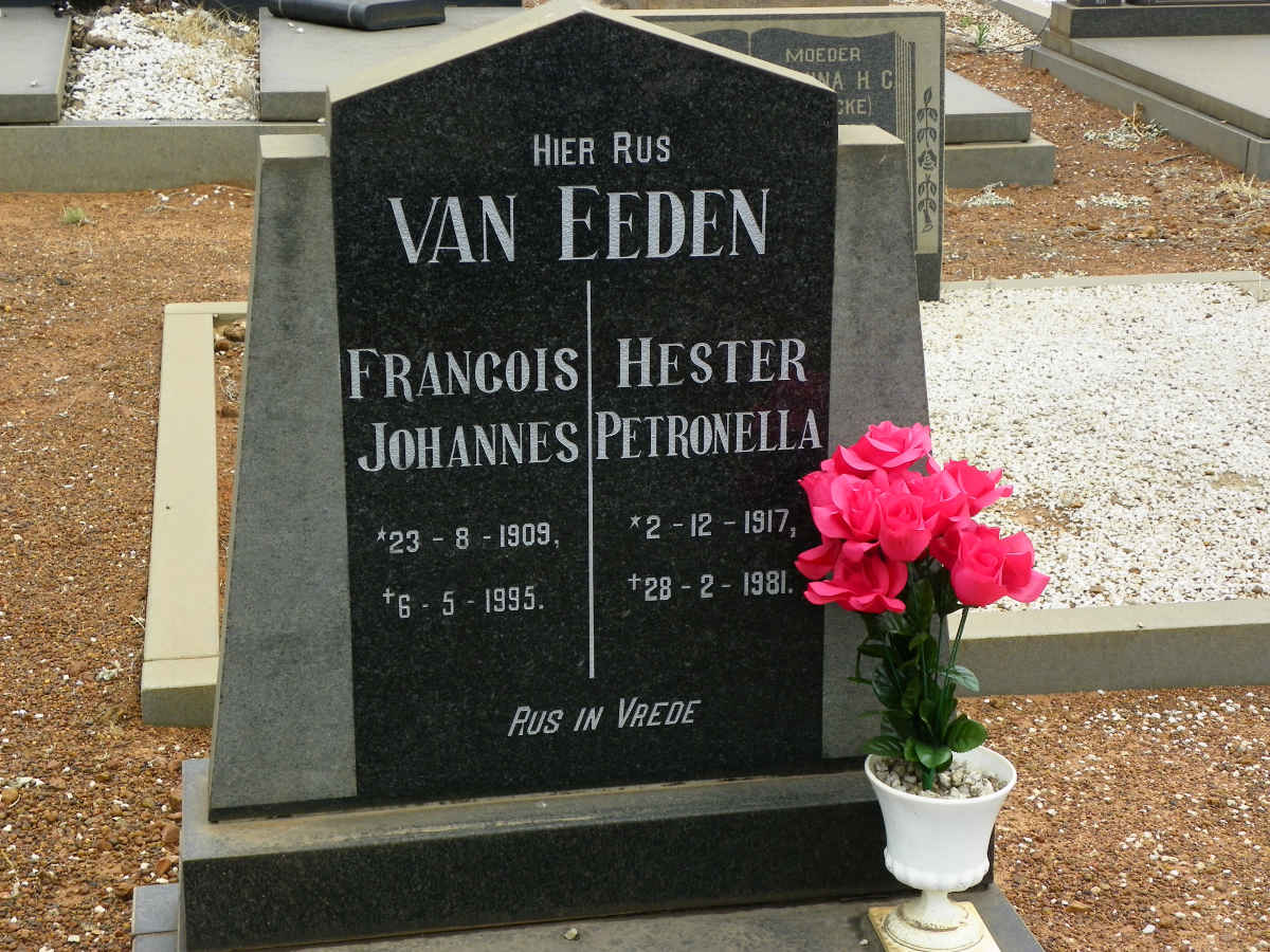 EEDEN Francois Johannes, van 1909-1995 &amp; Hester Petronella 1917-1981