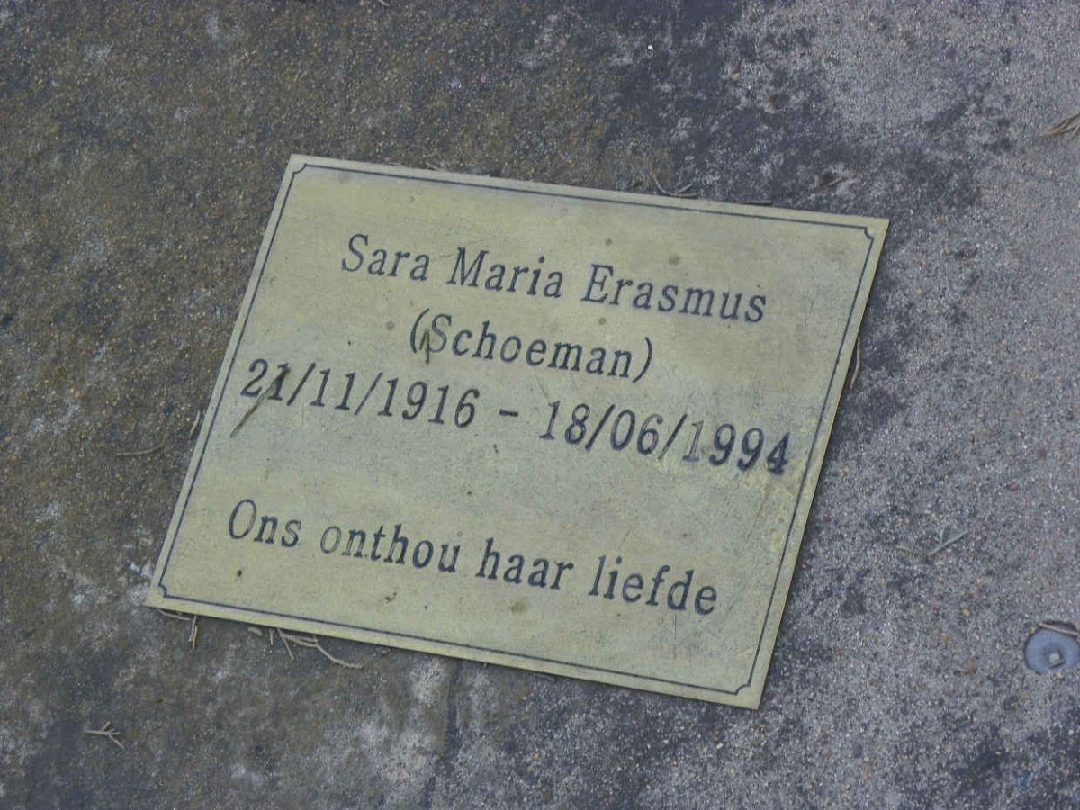 ERASMUS L.J. –1974 &amp; Sara Maria SCHOEMAN 1916–1994 #3