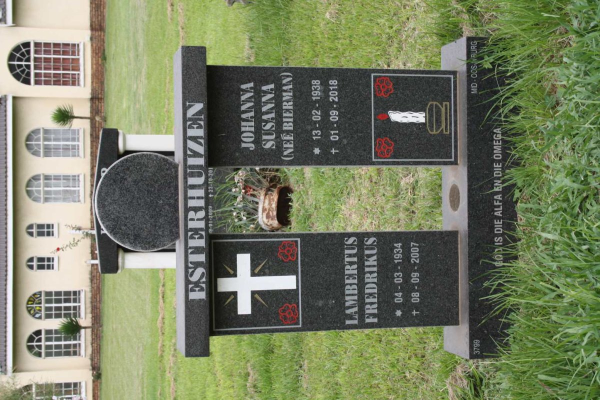 ESTERHUIZEN Lambertus Fredrikus 1934-2007 &amp; Johanna Susanna BIERMAN 1938-2018