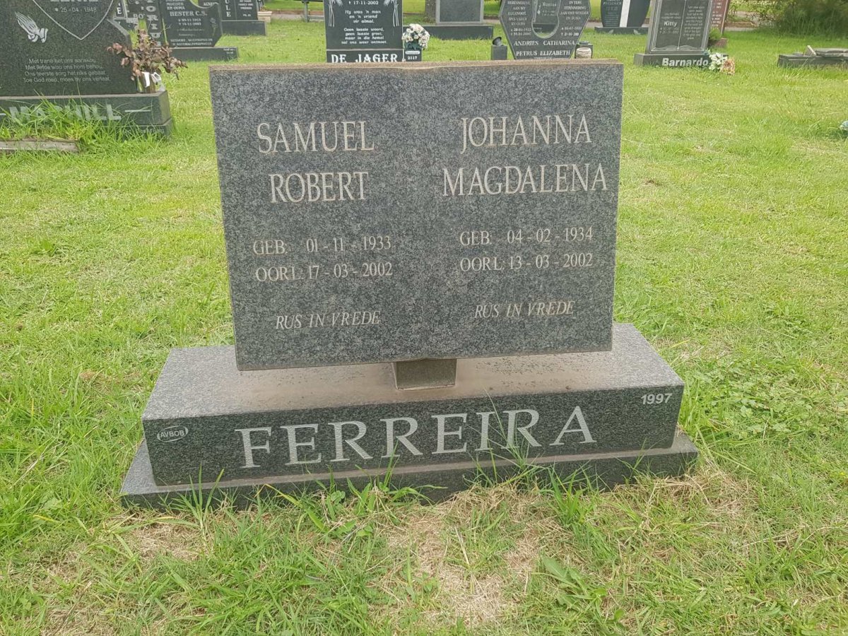 FERREIRA Samuel Robert 1933-2002 &amp; Johanna Magdalena 1934-2002