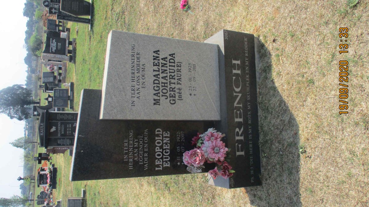 FRENCH Leopold Eugene 1922-2007 &amp; Magdalena Johanna Gertruida FAURE 1925-2011