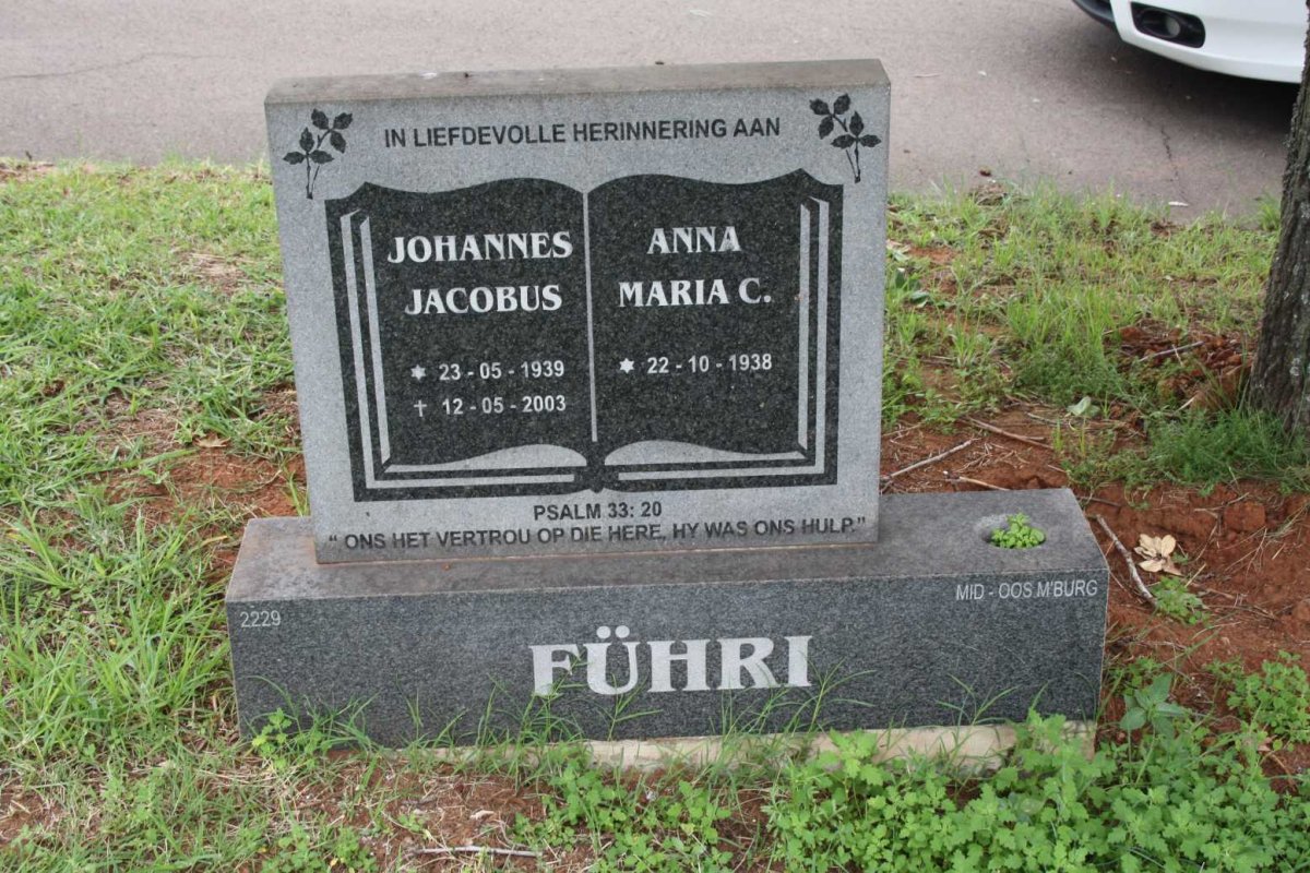 FUHRI Johannes Jacobus 1939-2003 &amp; Anna Maria C. 1938-