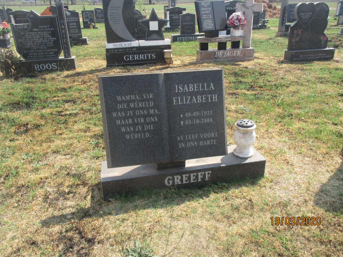 GREEFF Isabella Elizabeth 1921-2008