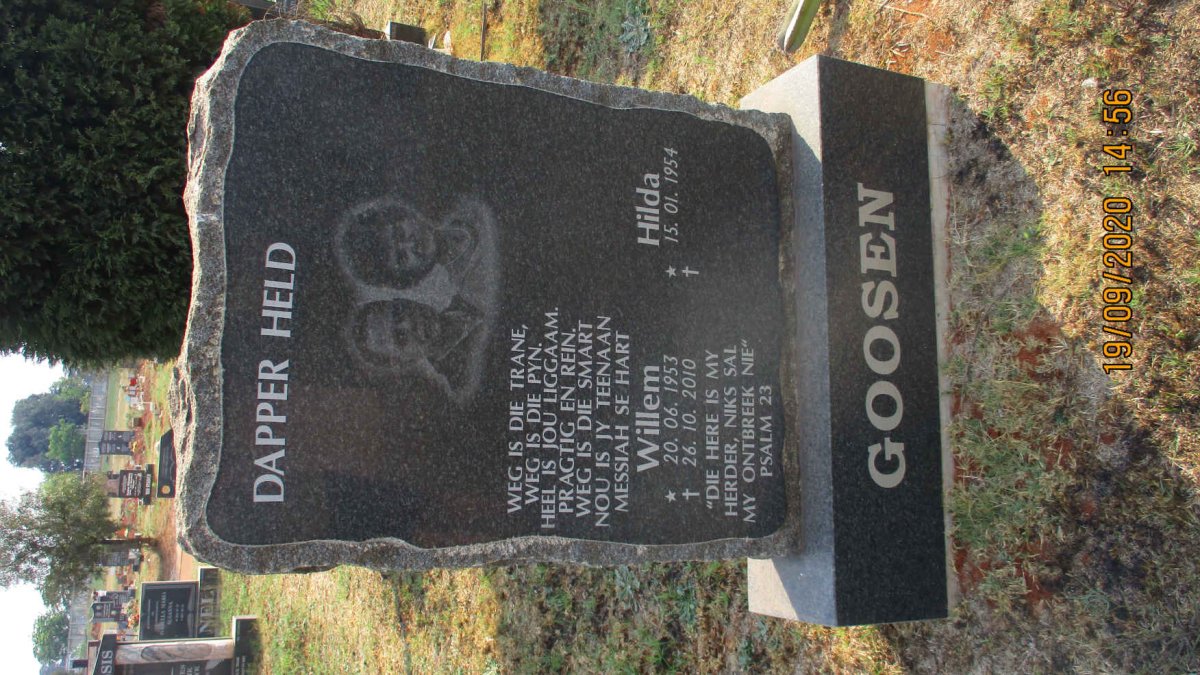 GOOSEN Willem 1953-2010 &amp; Hilda 1954-