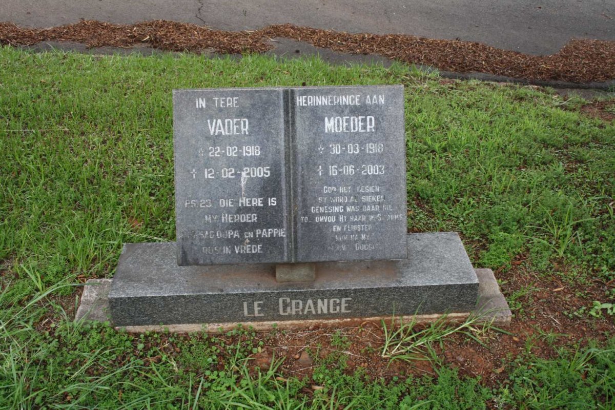 GRANGE Vader, le 1918-2005 &amp; Moeder 1918-2003
