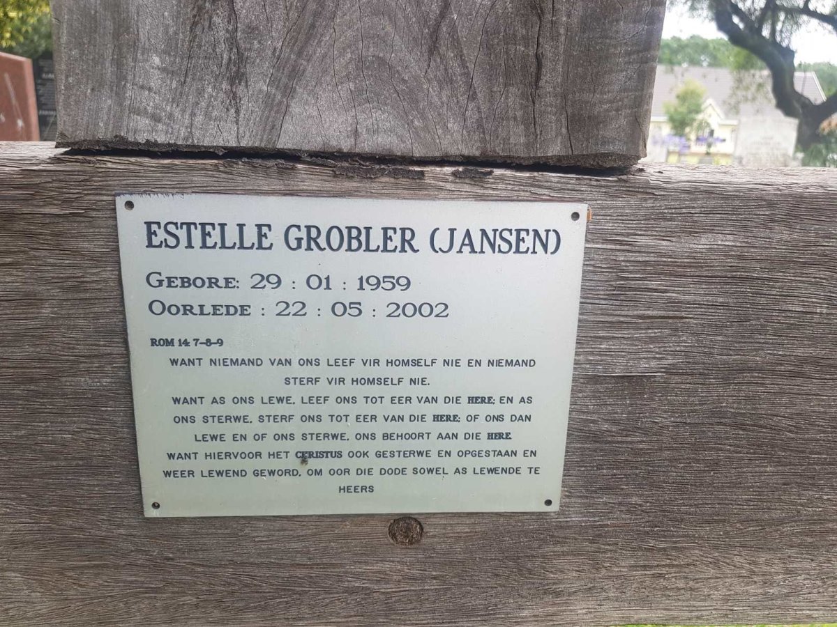 GROBLER Estelle nee JANSEN 1959–2002 #2