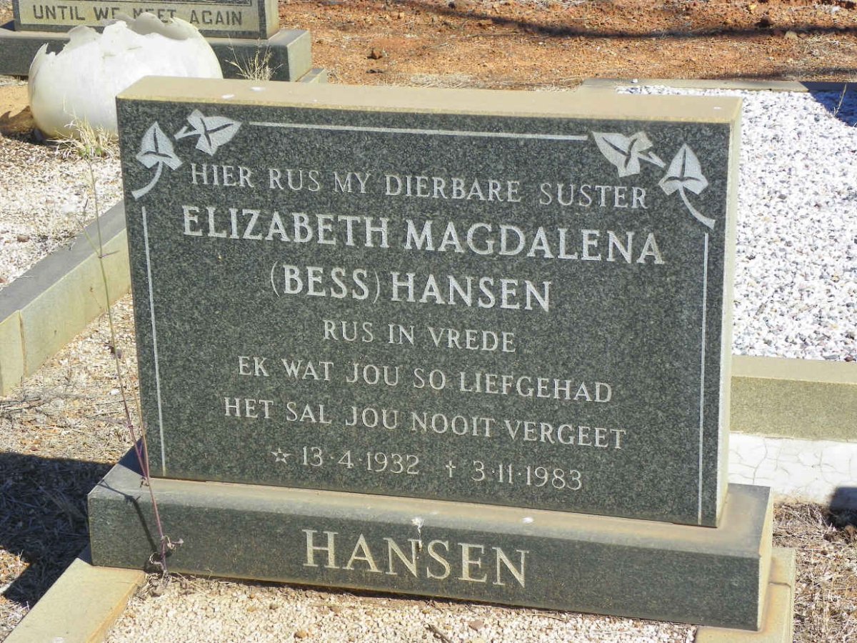 HANSEN Elizabeth Magdalena 1932-1983